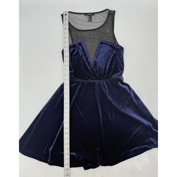 Forever 21 Blue Velvet Black Mesh Fit & Flare Dress Size M Romantic Whimdigoth - Picture 7 of 9